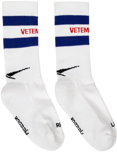 Vetements White & Navy Reebok Edition Iconic Logo Socks In White Multi |  ModeSens