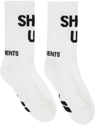 Shop Vetements White Reebok Edition Shut Up Socks