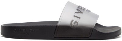 Shop Givenchy Black Logo Flat Slides In 116 White