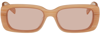 Shop Mcq By Alexander Mcqueen Pink Rectangular Sunglasses In 004 Peach