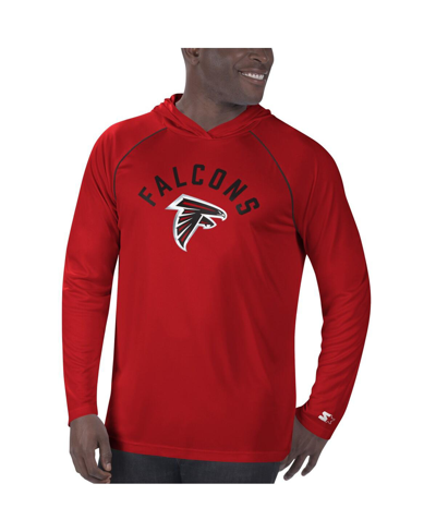 Shop Starter Men's  Red Atlanta Falcons Raglan Long Sleeve Hoodie T-shirt