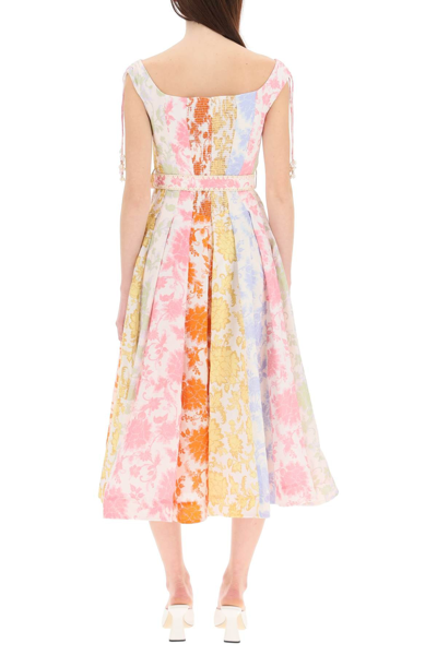 Shop Zimmermann Postcard Midi Dress With Belt In Mixed Colours