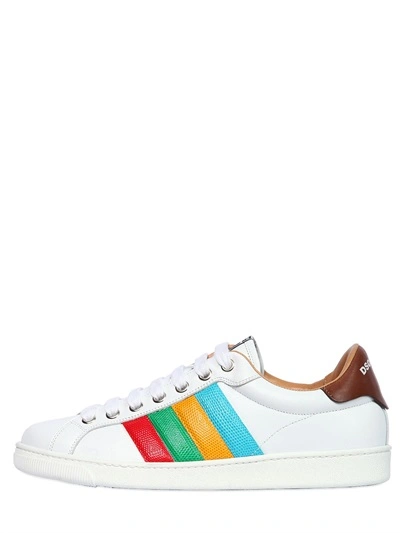 Dsquared2 Stripe Leather Sneakers, White/multi