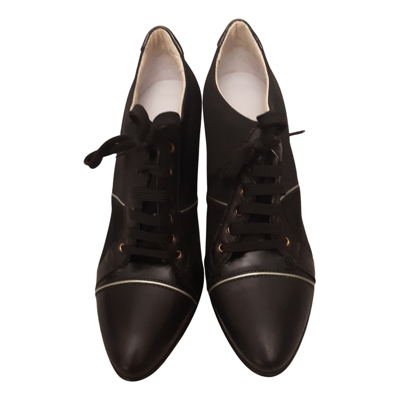 Pre-owned Alberto Guardiani Leather Trainers In Black