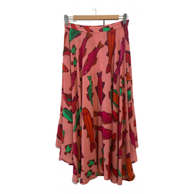 Pre-owned Lhd Silk Mid-length Skirt In Pink
