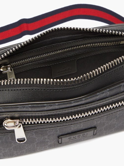 Black GG-jacquard coated-canvas and leather belt bag