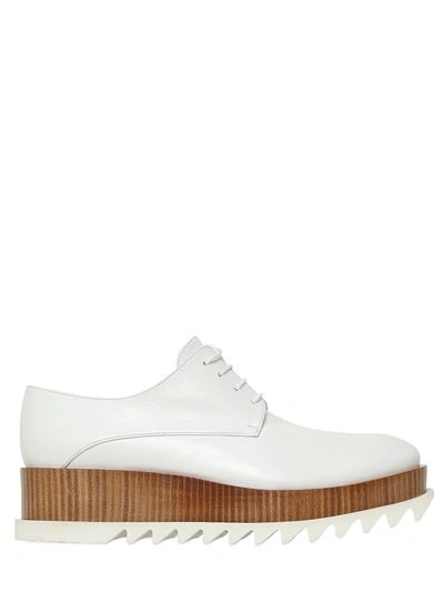 Jil Sander 50mm Leather Platform Lace-up Shoes, White In Bianco