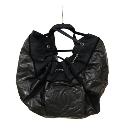 CHANEL Coco Cabas PM Shawls ChainShoulder Bag Black Patent Leather