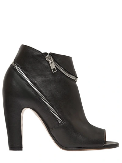Maison Margiela 100mm Wrap Zip Leather Ankle Boots In Black