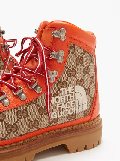 Gucci Beige & Orange The North Face Edition Ankle Boots