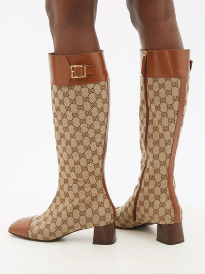 Gucci Ellis Gg-monogram Canvas Knee-high Boots In Multicolor | ModeSens