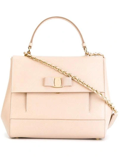 Shop Ferragamo Salvatore  Carrie Tote - Nude & Neutrals