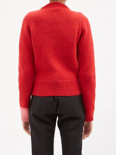 Vintage Knit Contrast Detail Sweater In Red