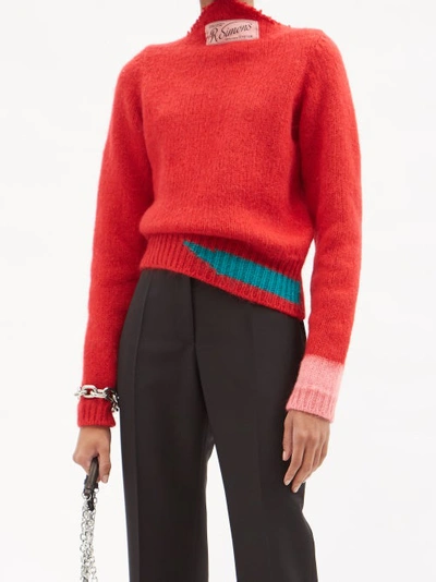 Vintage Knit Contrast Detail Sweater In Red