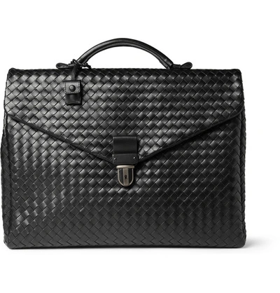 Shop Bottega Veneta Intrecciato Leather Briefcase In Black