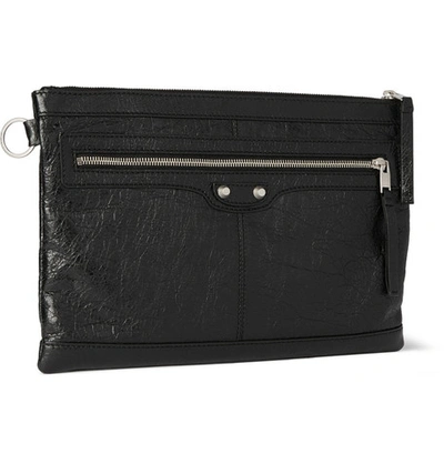 Shop Balenciaga Medium Creased-leather Pouch