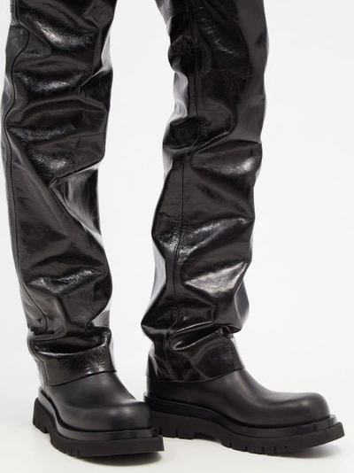 Bottega Veneta Lug Leather Chelsea Boots In Black | ModeSens