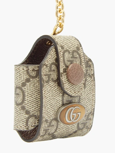 Gucci Textured Leather-trimmed Printed Coated-canvas Airpods Case In Beige  | ModeSens
