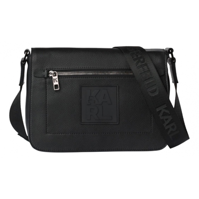 Pre-owned Karl Lagerfeld Vegan Leather Travel Bag In Black