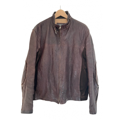 Pre-owned Pal Zileri Leather Jacket In Brown