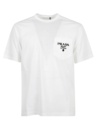 Shop Prada Side Pocket Detail T-shirt In White