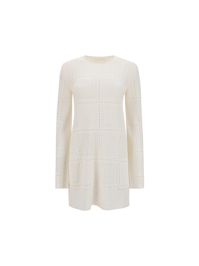 Shop Chloé Knit Dress In Cloudy White