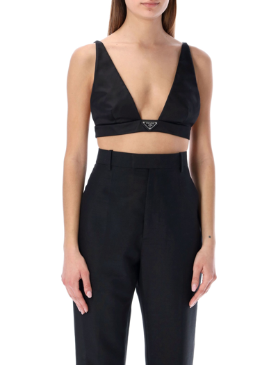 Shop Prada Re-nylon Top In Black