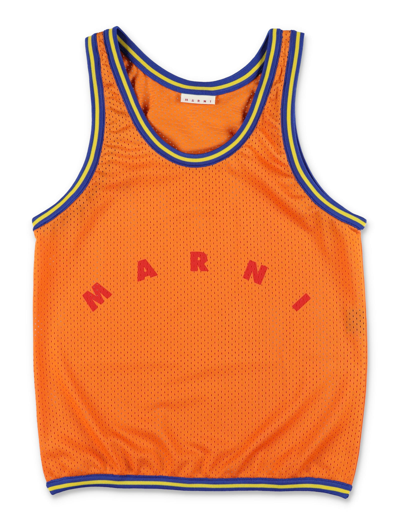 Shop Marni Basket Tank Top Shopping Bag In Orange Black