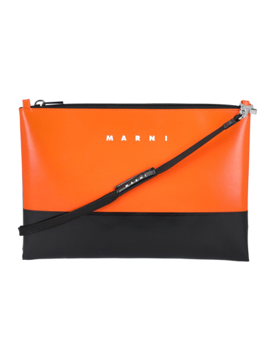 Shop Marni Pvc Tribeca Crossbody Bag In Black Orange