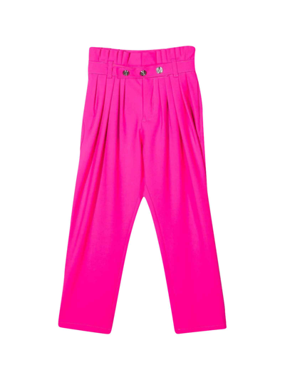 Shop Balmain Pink Teen Trousers In Rosa