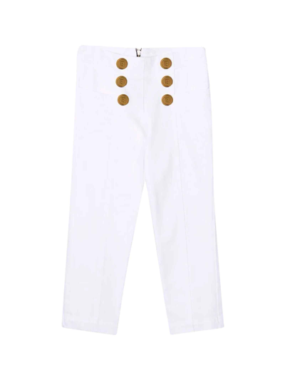 Shop Balmain Unisex White Trousers In Bianco