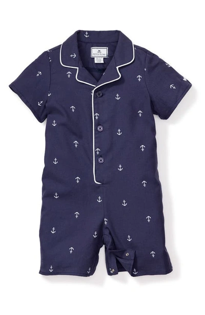 Shop Petite Plume Portsmouth Anchors Classic Romper In Navy