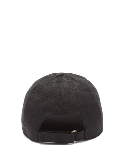 Gucci Leather-trimmed Monogrammed Canvas Baseball Cap In Black 