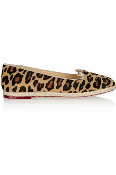 Shop Charlotte Olympia Capri Cats Leopard-print Calf Hair Espadrille Flats In Animal Print