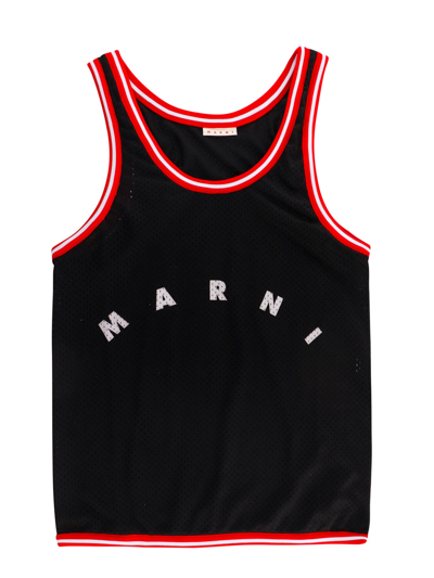 Shop Marni Logo Printed Tote Bag In Black