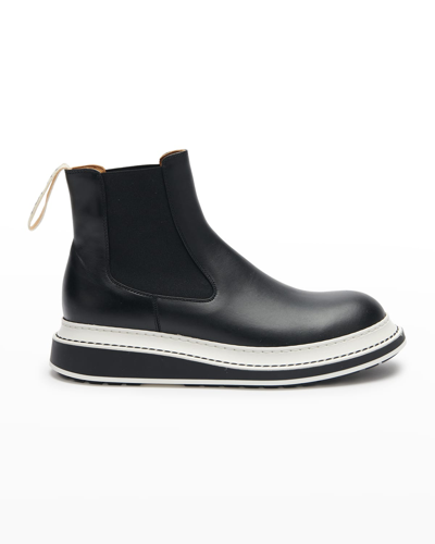 Shop Loewe Calf Leather Flatform Chelsea Boots In Black