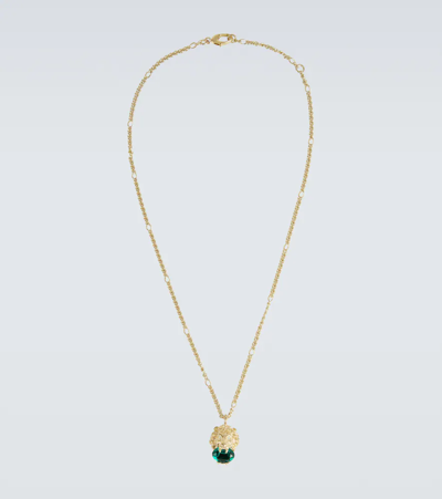 Shop Gucci Gold-tone Necklace In 0720/green/eme./cry.