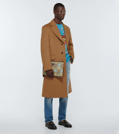 Shop Gucci Single-breasted Camel Wool Coat In Oman Camel