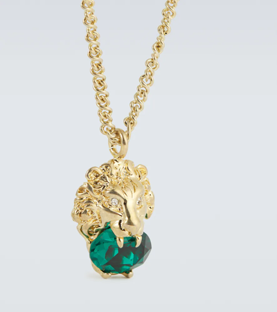 Shop Gucci Gold-tone Necklace In 0720/green/eme./cry.