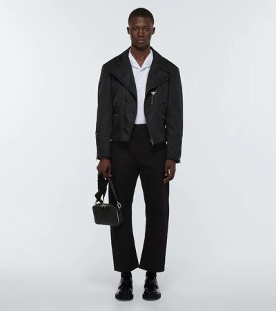 Prada Triangle Logo Brushed Leather Loafers In Black