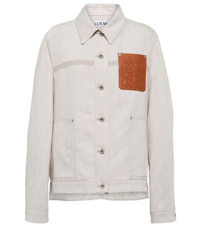 Shop Loewe Anagram Cotton And Linen Jacket In Ecru
