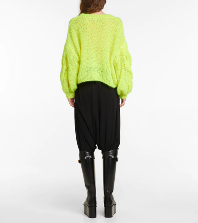 Shop Loewe Anagram Mohair-blend Sweater In Neon Yellow