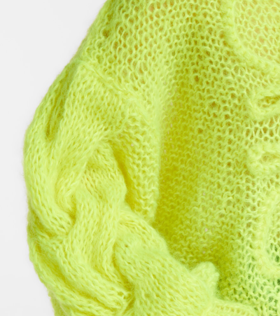 Shop Loewe Anagram Mohair-blend Sweater In Neon Yellow