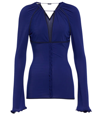 Shop Stella Mccartney V-neck Ruched Top In Blue Royal