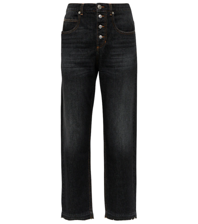 Shop Isabel Marant Étoile Belden High-rise Straight Jeans In Faded Black