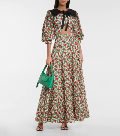 Shop Agua By Agua Bendita Mimosa High-rise Linen Maxi Skirt In Esmeralda