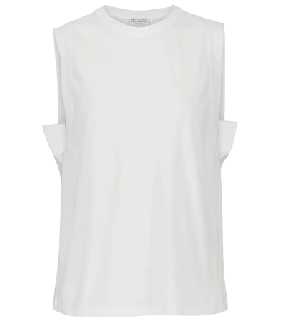 Shop Brunello Cucinelli Cotton-blend Tank Top In Bianco