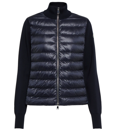 Shop Moncler Cotton And Down Jacket In Navy