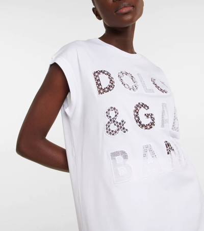 Shop Dolce & Gabbana Logo Cotton T-shirt In Bianco Ottico