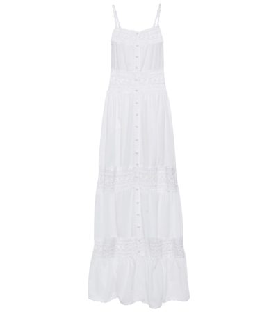 Shop Anna Kosturova Abigail Crochet-paneled Maxi Dress In White/white